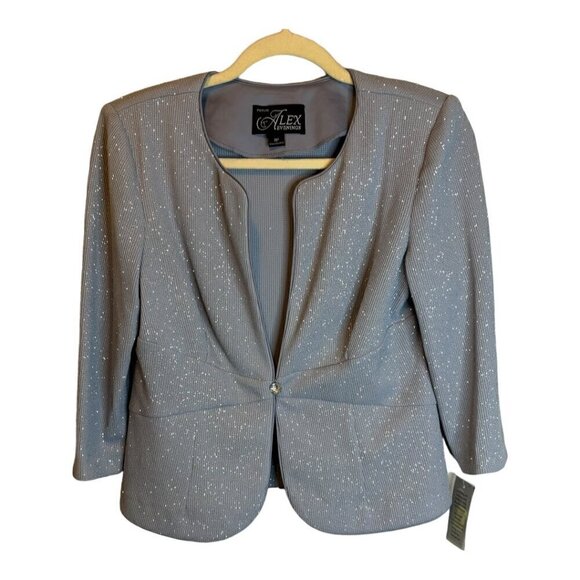 Alex Evenings Jacket Women's Size 8P Petite Blazer Sparkles Formal Blue‎ NEW - Picture 1 of 4
